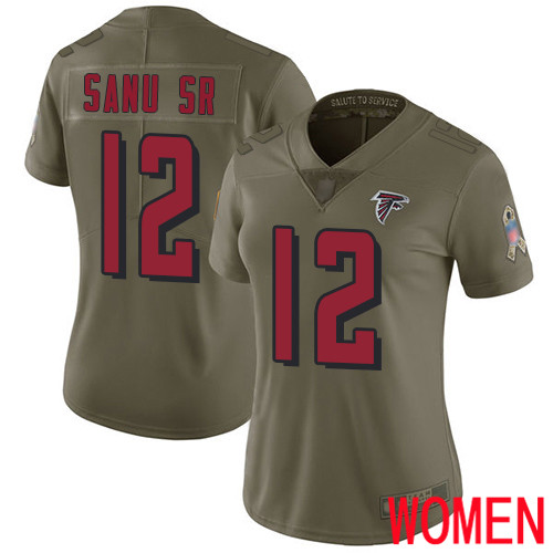Atlanta Falcons Limited Olive Women Mohamed Sanu Jersey NFL Football #12 2017 Salute to Service